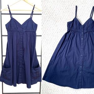 Aqua Baby Doll Button Down Sundress